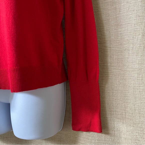 Loft back button long sleeved cotton rayon nylon jewel neck sweater S red - Picture 2 of 6